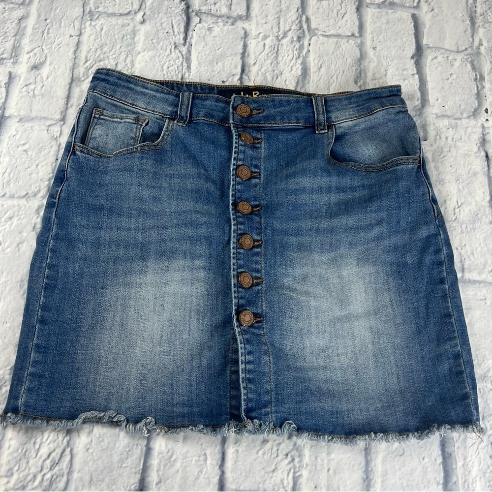 Indigo Rein Denim skirt, denim front button mini skirt, size 9/28 - Picture 1 of 8